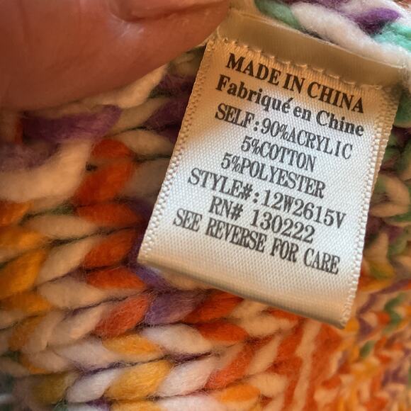 V ery J Multicolor Button Longsleeve Sweater Loose Fit Boho Cottage L - Picture 5 of 7